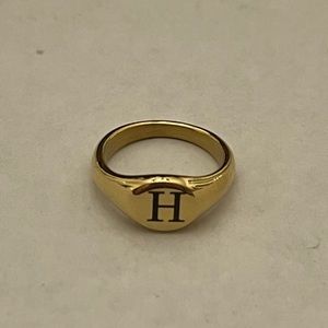 Gold Signet Ring Initial H